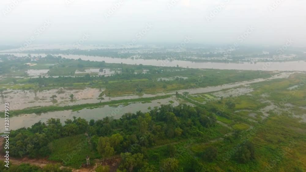Areal view of winding river Areal view of winding river