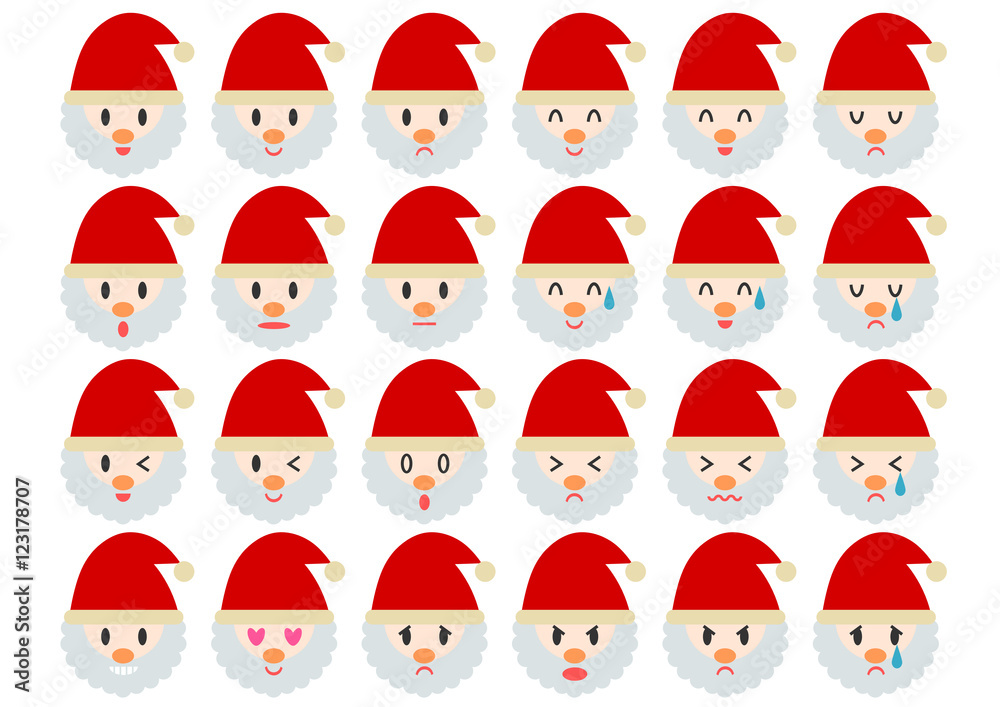クリスマス サンタクロース イラスト 表情 アイコン Stock Vector Adobe Stock