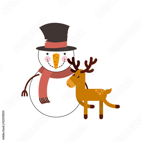 merry christmas snowman character icon vector illustration design