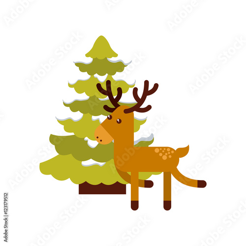 christmas character with tree icon vector illustration design