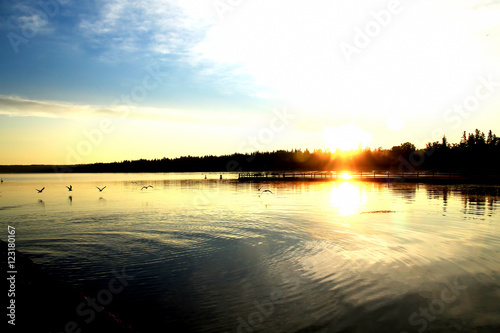 Tranquil dawn at Waskeiu in western Canada's Prince Albert National Park