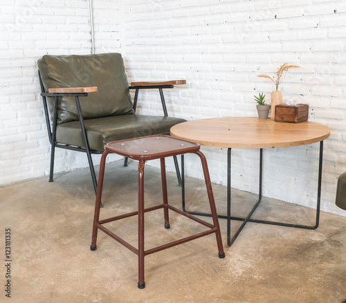 empty wood chair in living room