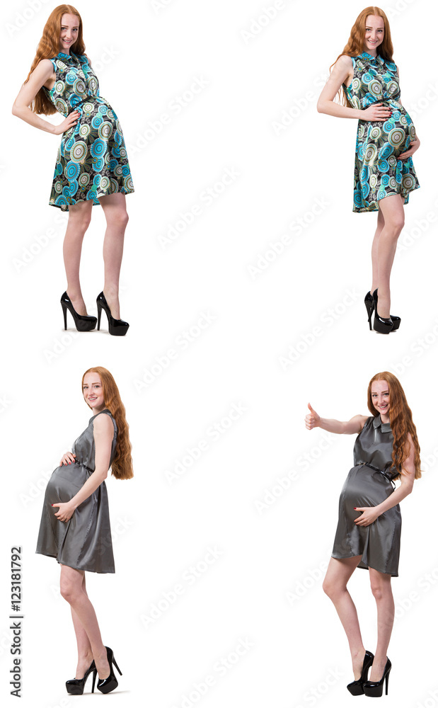 Pregnant woman in composite image isolated on white Pregnant woman in composite image isolated on white