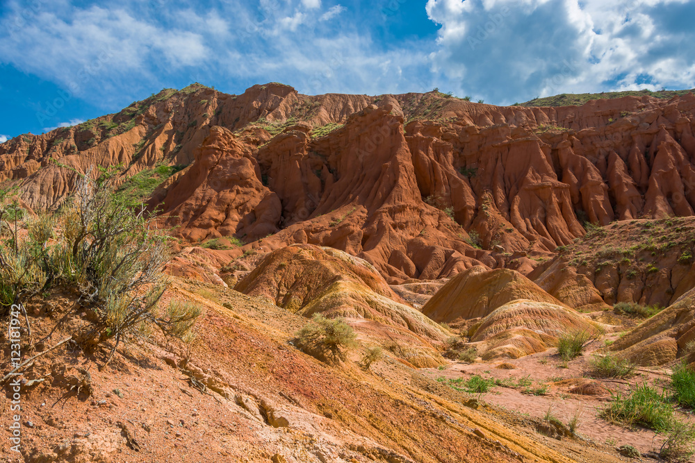 Mountain landscape in the canyon Fairy Tale, Kyrgyzstan.