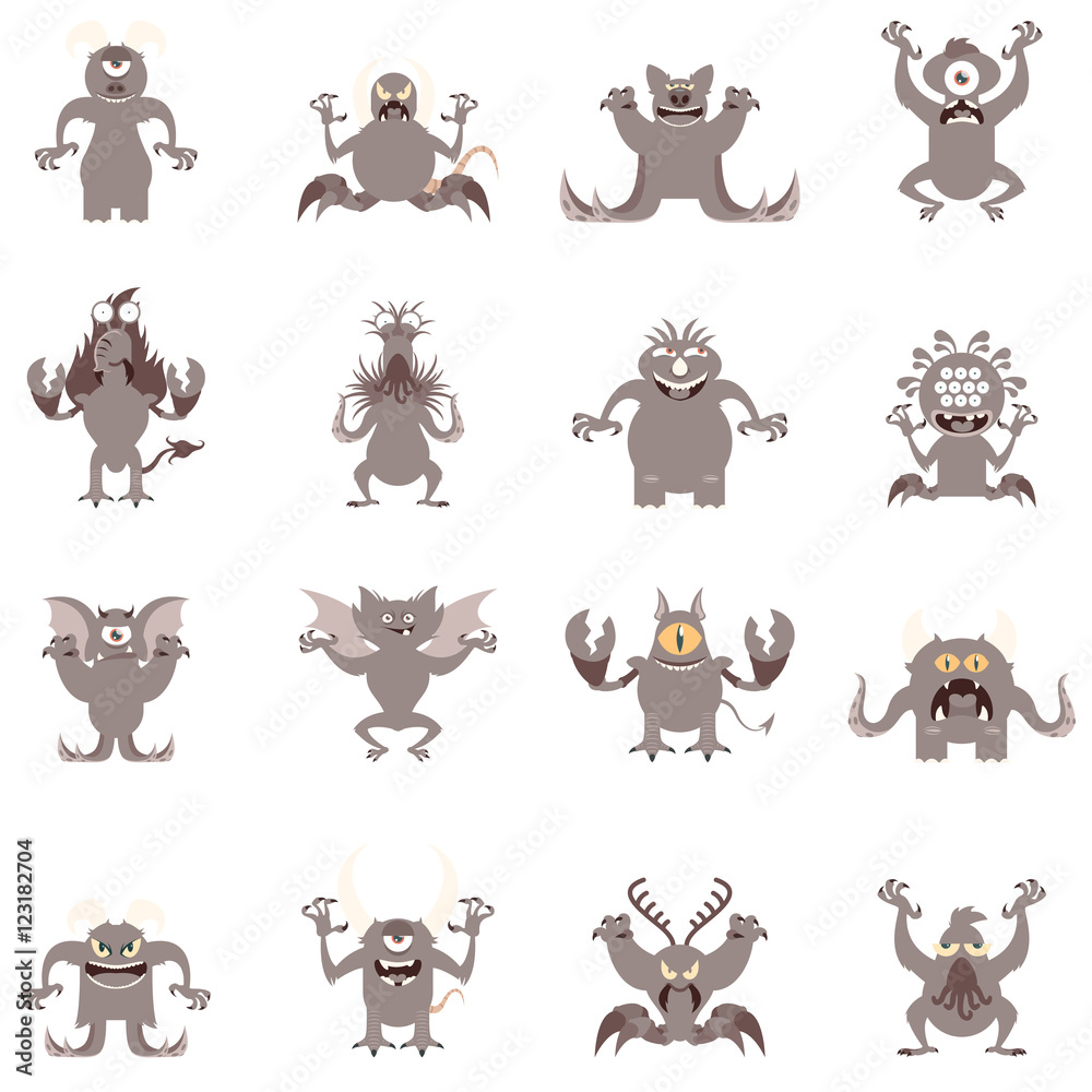 Set of flat moster icons5 Set of flat moster icons5