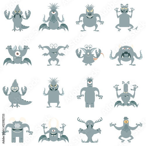 Set of flat moster icons