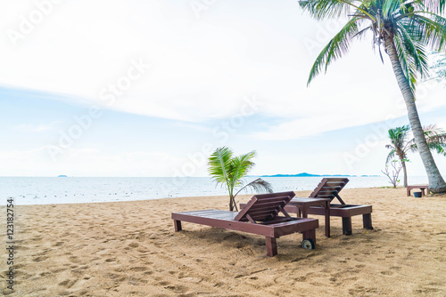 Beach chair  Palm and tropical beach at Pattaya in Thailand