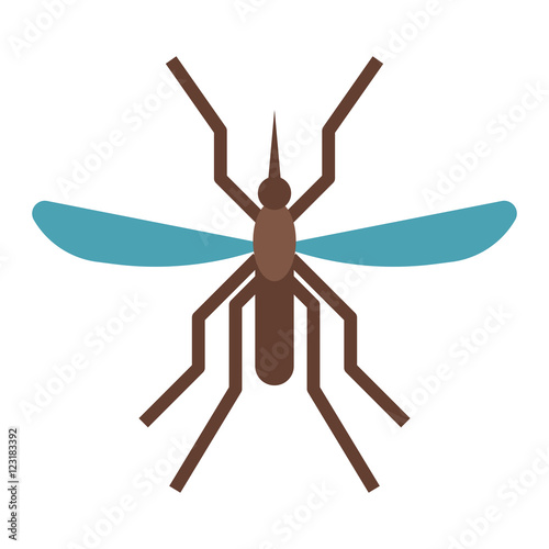 Mousquito flat design icon. Bloodsucking midge vector illustration.