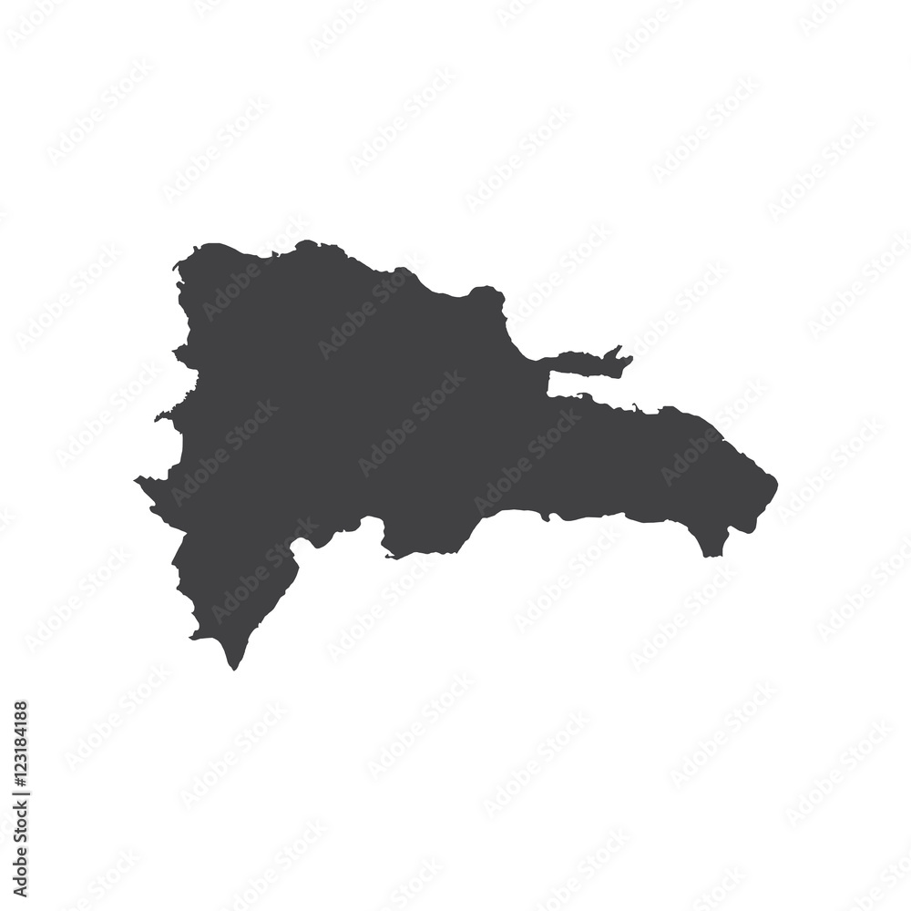 Dominican Republic map silhouette - obrazy, fototapety, plakaty 