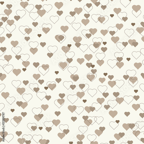 Small brown beige hearts seamless pattern
