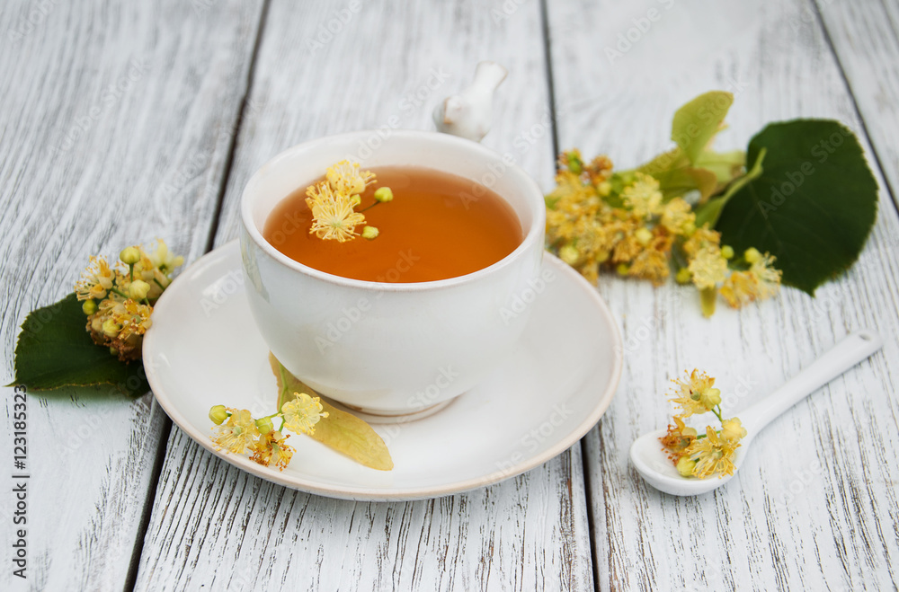 cup of herbal tea with linden flowers cup of herbal tea with linden flowers