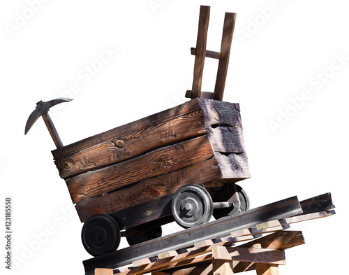 wooden trolley with a pick