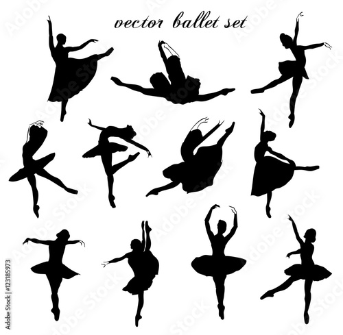 Set of ballet dancers silhouettes