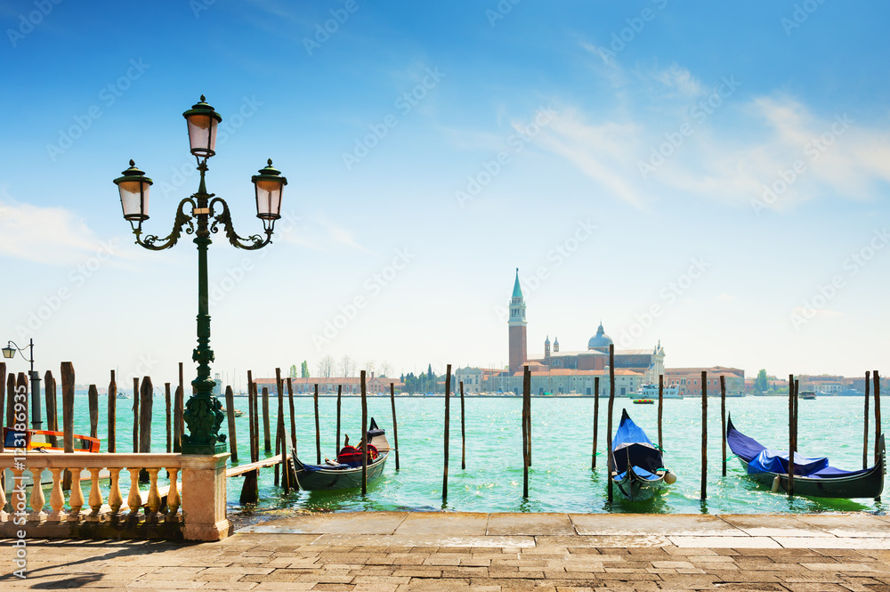 Grand Canal and gondolas in Venice, Italy