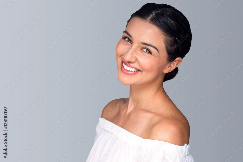 Bright cheerful fun positive attitude commercial friendly model mixed race pretty natural smile Bright cheerful fun positive attitude commercial friendly model mixed race pretty natural smile