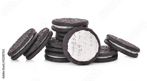 sandwich cookies with cream on white