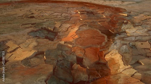 Computer generated earthquake with ground collapse and dust debris