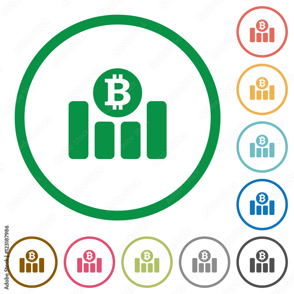 Bitcoin graph outlined flat icons Bitcoin graph outlined flat icons