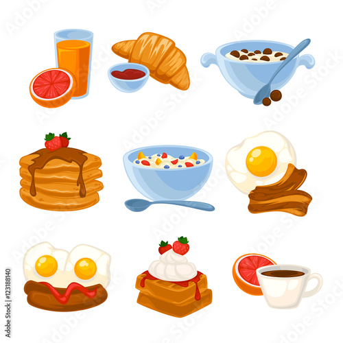 Vector breakfast food set