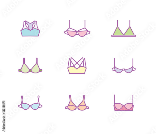 Vector ladies bra icons set