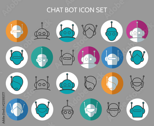 Chat bot icons. Virtual chatter assistant vector signs