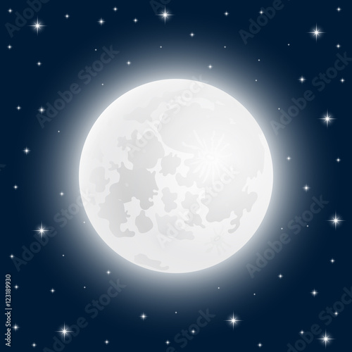 Moon close up at the sky with shining stars