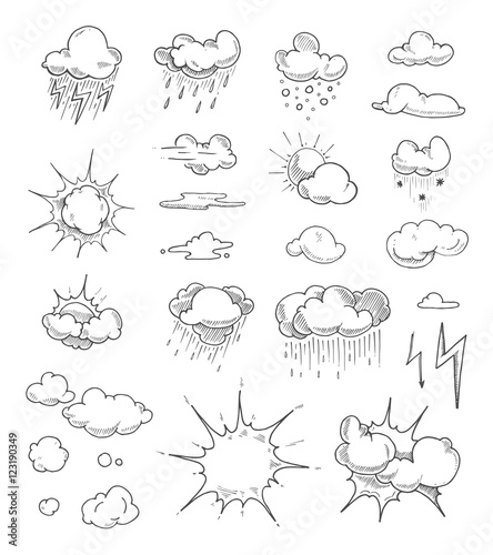 vector Doodle big set of Hand Drawn Clouds