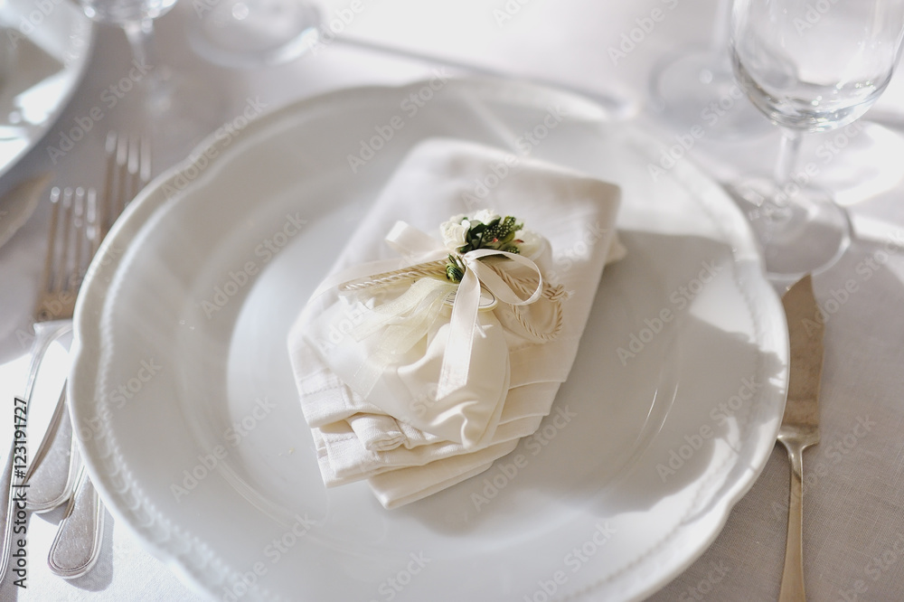 Wedding table setting - plate and napkin