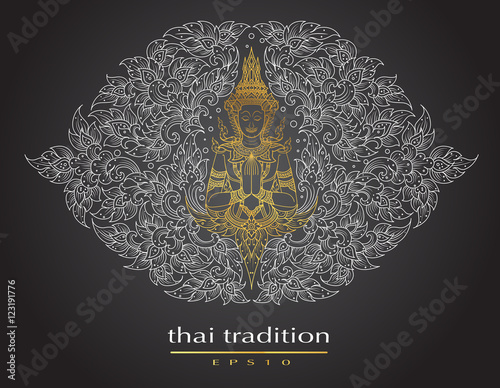 Thai art element Traditional of buddha flowers