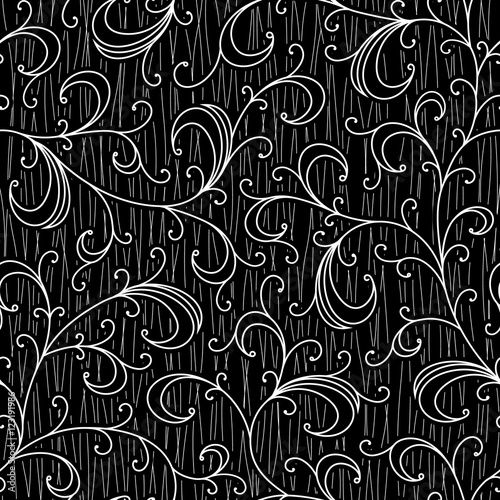 floral oriental black isolated seamless background