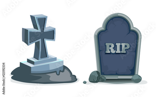 vector illustration of Old gravestone with cracks.