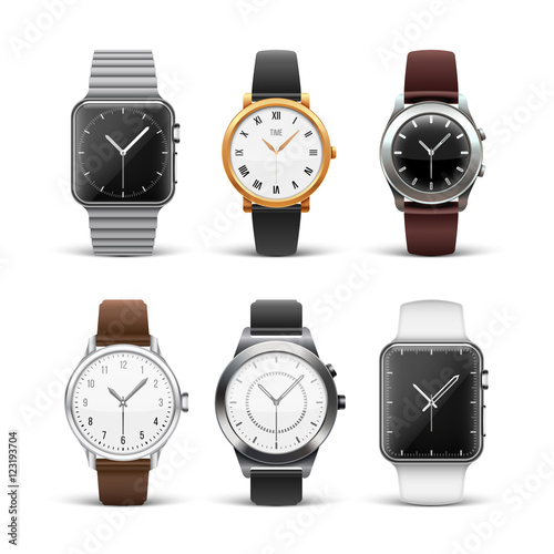 Classic watches isolated on white vector set