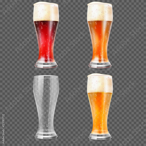 Beer glasses with light lager and dark