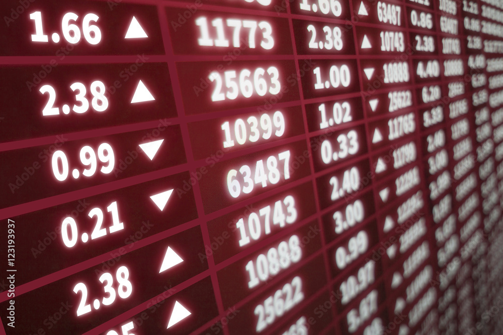 Obraz premium Red interactive stock market background 