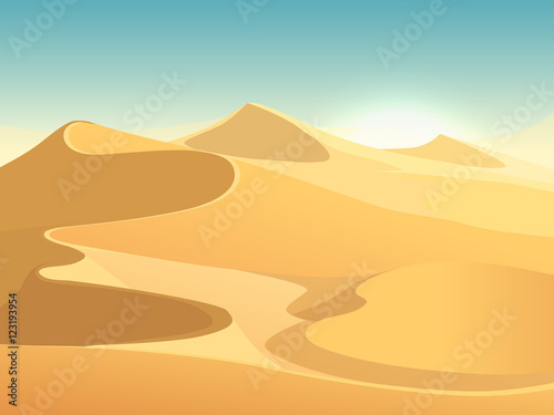 Desert dunes vector egyptian landscape background