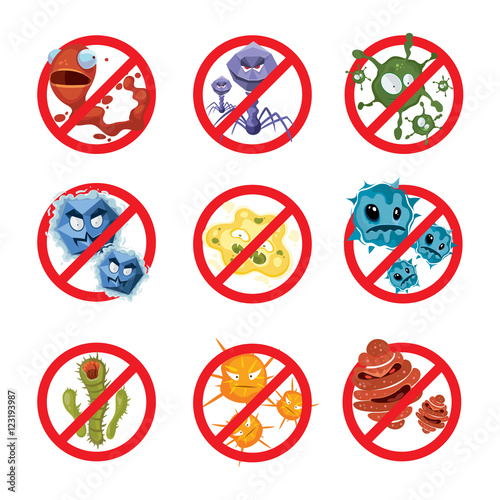 Anti bacteria and germs vector signs set