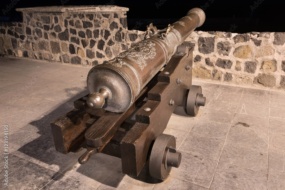 Old cannon and fortress in Puerto de la Cruz, Tenerife, Spain. Old cannon and fortress in Puerto de la Cruz, Tenerife, Spain.