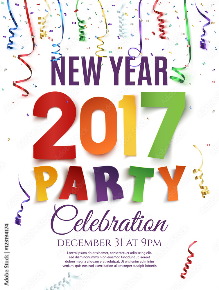 New Year 2017 party poster template.