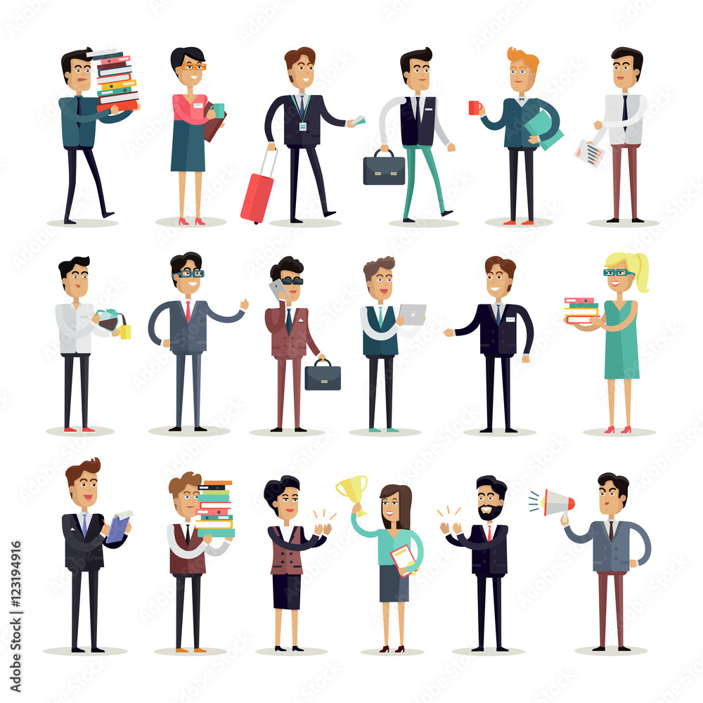 Set of Business Characters Vector in Flat Design. Set of Business Characters Vector in Flat Design.