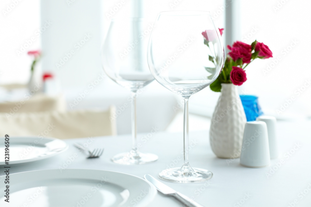 A table in cafe served for two A table in cafe served for two
