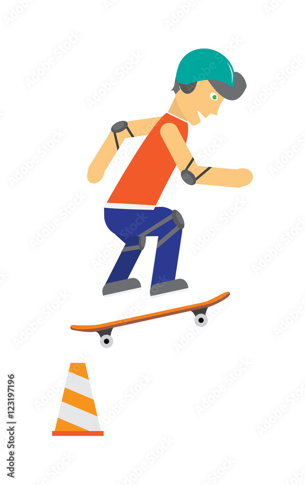 Fototapeta premium Skater with Skateboard Vector in Flat Design