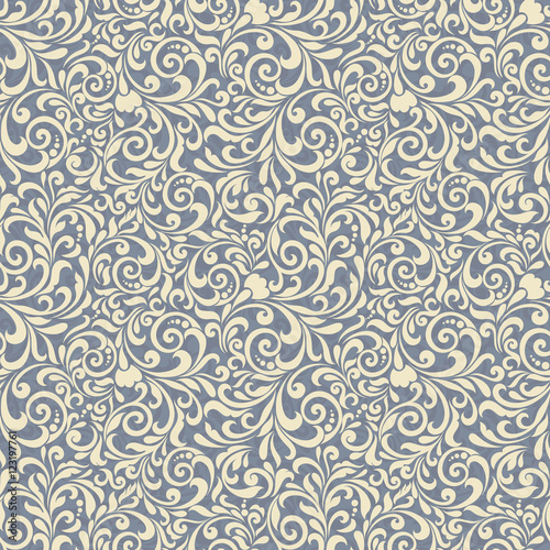 Seamless background of blue color in the style of baroque