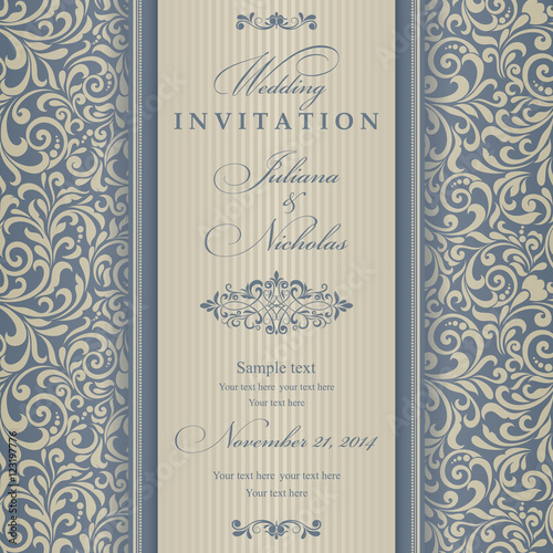 Wedding Invitation cards in an vintage-style blue