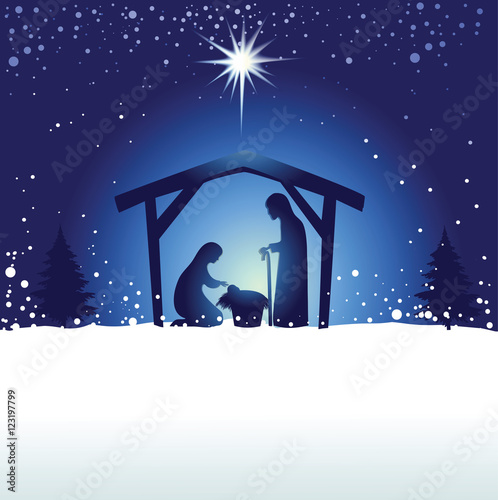Christmas nativity scene with holy family