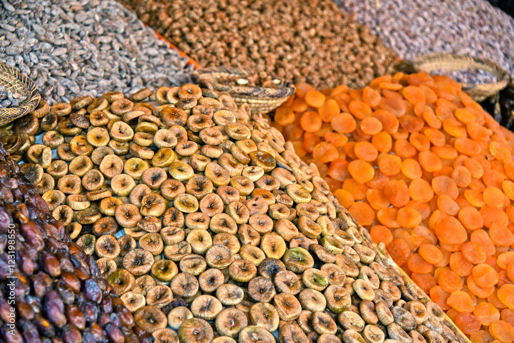Dried food on the arab street market stall Dried food on the arab street market stall