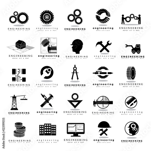 Engineering Icons Set, Isolated On White Background, Vector Illustration, Graphic Design. For Web, Websites, Print, Presentation Templates, App, Mobile Applications And Promotional Materials