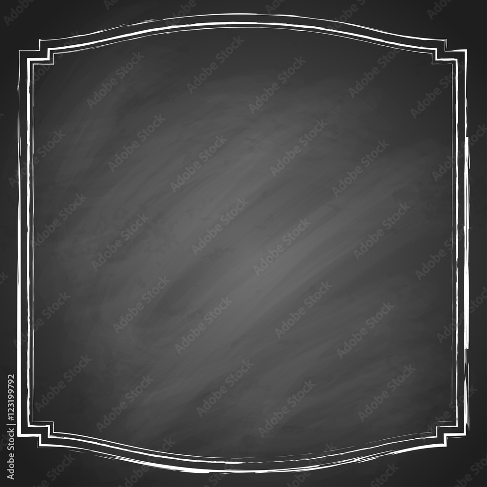 Retro grunge frame on chalkboard background. Vector illustration