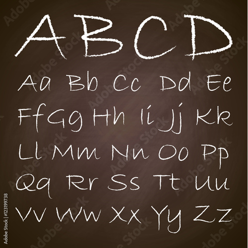 font, write on the blackboard with chalk , vector