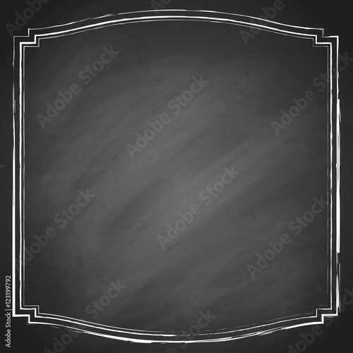 Retro grunge frame on chalkboard background. Vector illustration