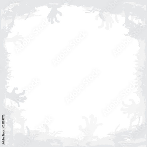 Halloween white background , zombie hand , with copy-space